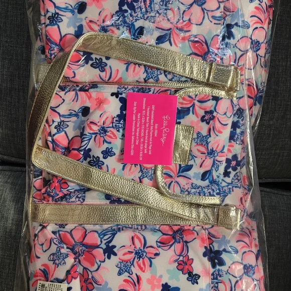 Lilly Pulitzer Pink, Blue & Gold Floral Tote - Picture 2 of 7